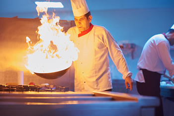 Certified Food Handler - Chef with Flaming Wok